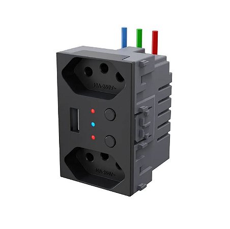 Dispositivo Tomada Dupla com Usb Smart Wi-fi Whome Refinatto Preto Weg