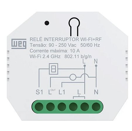 Dispositivo Rele Interruptor 1 Canal Bivolt Smart Wi-fi + Rf Whome Weg