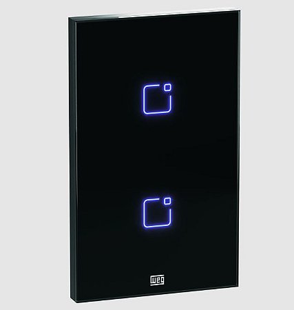 Interruptor Touch 2 Botoes Wi-fi + Rf com Placa 4x2 Whome Preto Weg