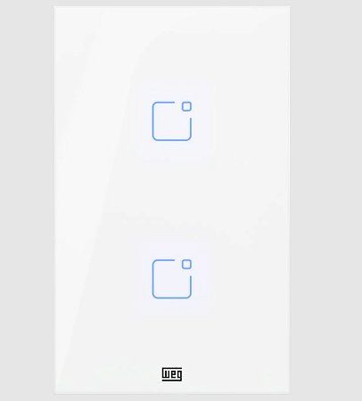 Interruptor Touch 2 Botoes Wi-fi + Rf com Placa 4x2 Whome Branco Weg
