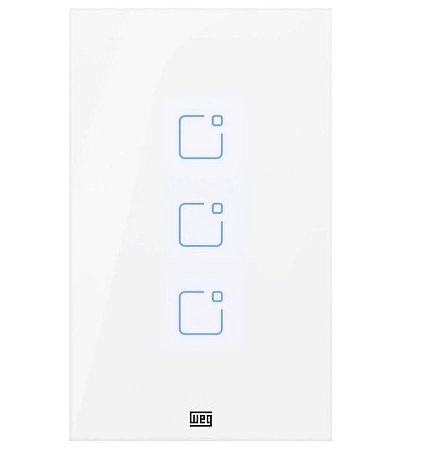Interruptor Touch 3 Botoes Wi-fi + Rf com Placa 4x2 Whome Branco Weg