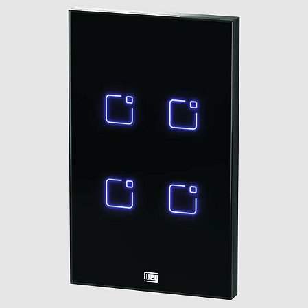 Interruptor Touch 4 Botoes Wi-fi + Rf com Placa 4x2 Whome Preto