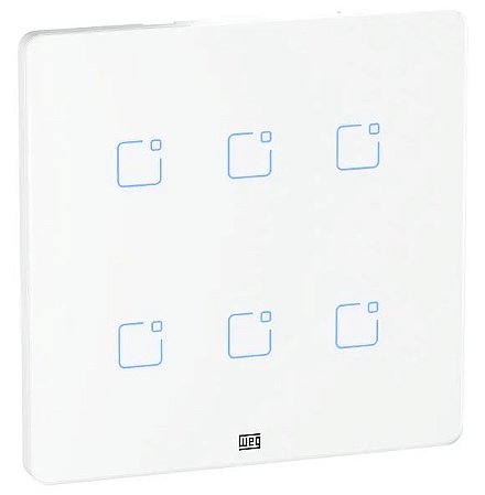 Interruptor Touch 6 Botoes Wi-fi + Rf com Placa 4x4 Whome Branco Weg