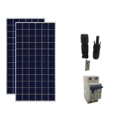 Kit 2 Placa Solar de 340w + 2 Pares de Conectores Mc4 + 1 Disjuntor