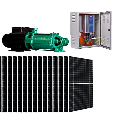 Kit Bomba Solar Thebe P-11/7 5cv com Quadro Inversor Disjuntor + 14 Placas 450w