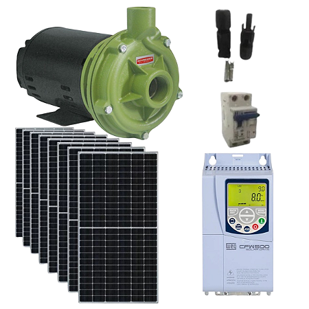 Kit Bomba Solar Schneider Bc-92 1b 3cv + Inversor Weg + 4 Pares de Conector Mc4 + Disjuntor + 8 Plac