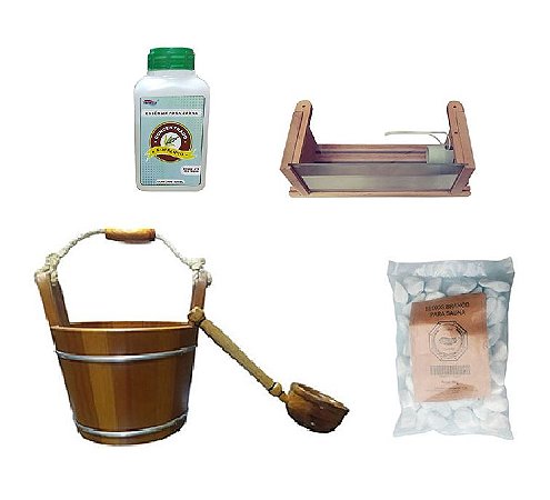 Kit P/ Sauna Seca Impercap Balde+Luminaria+Pedras+Essencia