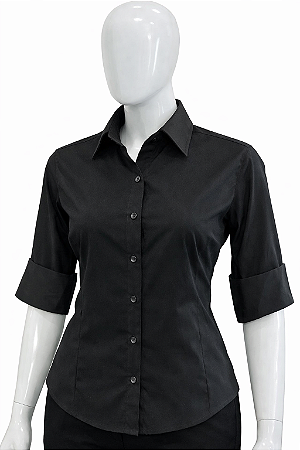 Camisete social feminina manga 3/4 para Uniformes
