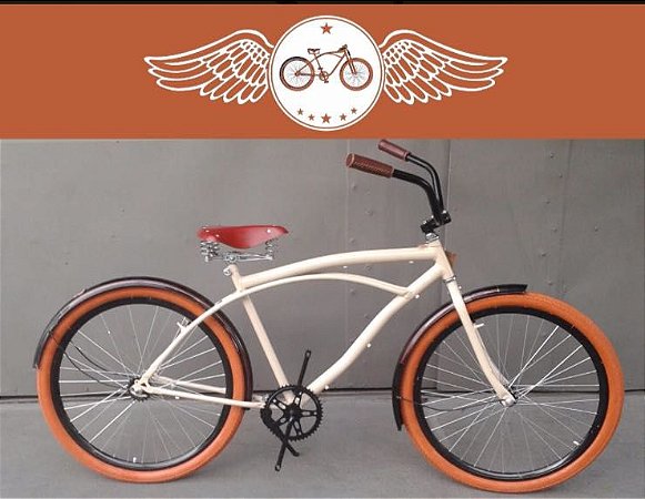 Bicicleta Vintage Harley Urbana - Beach Bike Bege
