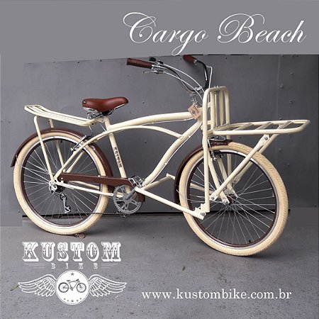 FoodBike Beach - Bicicleta Cargo Carga Aro 26 BikeFood Bege Kustom Bike
