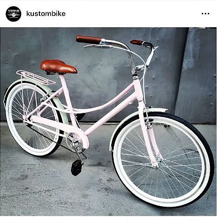 Bicicleta Feminina Retrô - Vintage Antiga - Aro 24 Caiçara Rosa Cestinha Cesta