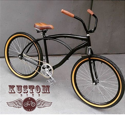 Bicicleta Black - Cruise Beach Caiçara - Retrô Vintage Aro 26 Preta -  Kustom Bike - Bicicletas com Personalidade