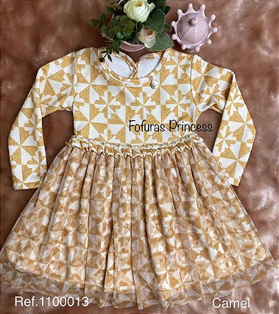 Vestido Infantil Menina Flores Geométricas - Kiki Xodó