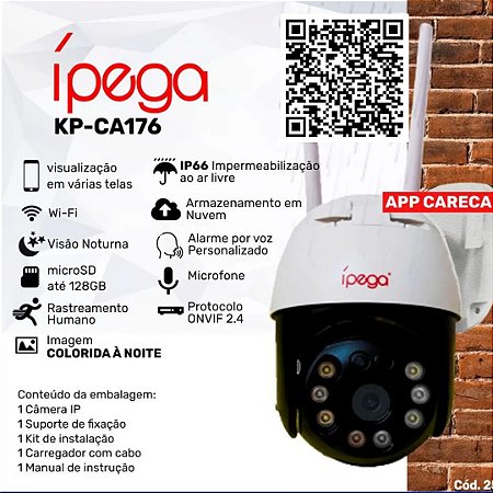 Camera Ipega Kp-ca176 Wi-fi Tecnologia De Penetração P2p 3MP