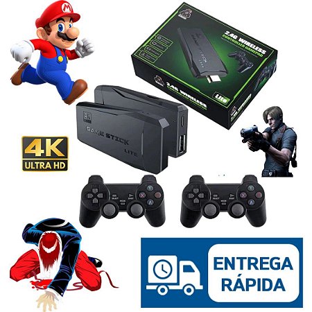 Game Stick Video Game com 20 Mil Jogos Retro 4k 2 Controles Sem Fio - LOJAS  RENASCER