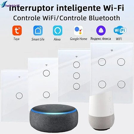 Interruptor Inteligente Wi-Fi Compatível com Alexa com 3 botões