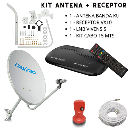 Kit Receptor Digital Vx10 Vivensis Antena Lnbf Ku Cabo