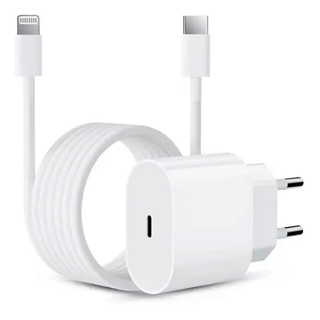 Kit Carregador Turbo 20W Usb-C Para Ios Para Celular QC-3.0 Fonte Tomada + Cabo - iphone X xr 11 12 13 14 15 pro max