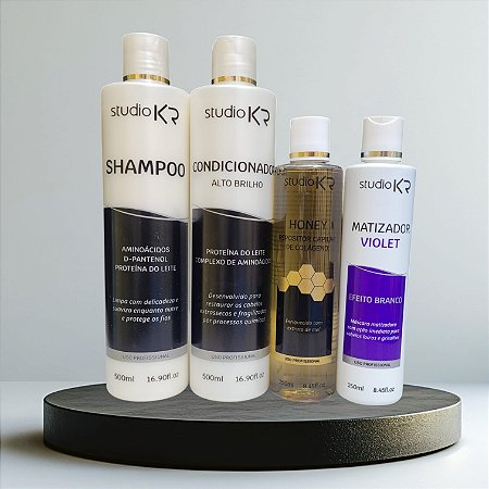 Shampoo + Condicionador + Repositor de Colágeno + Matizador Violeta
