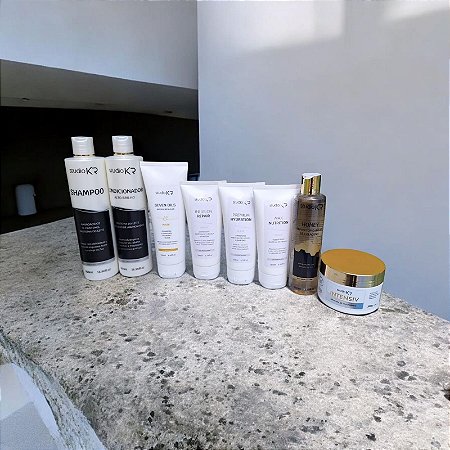 Combo Tratamento Completo Shampoo + Condicionador + Hidratação 7 Oleos + Kit Cronograma + Repositor de Colágeno + Hidratação Intensiv