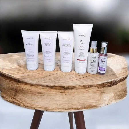 Kit Cronograma + Leave-in 5em1 + Spray Bifásico + Reparador Pontas