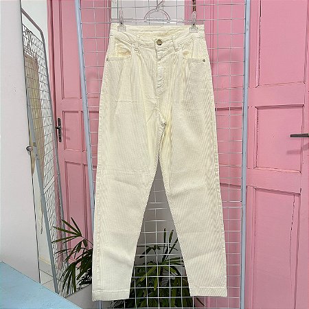 Calça cintura alta de camurça cotelê - 36