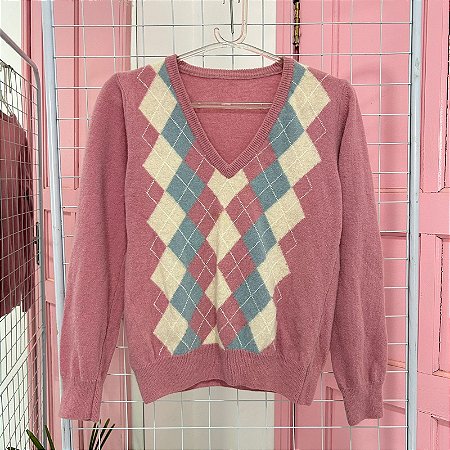 Suéter rosa xadrez - P