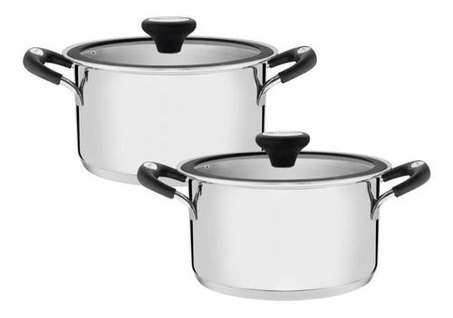 Kit 2 Panelas Caçarola Tramontina Inox Fundo Triplo Solar Indução 20cm 3,6L