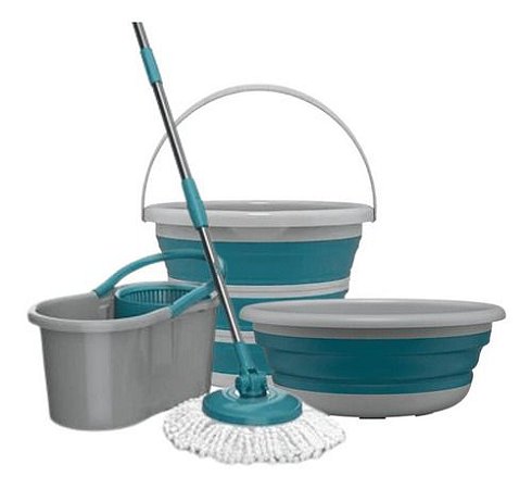KIT MOP FLAHSLIMP GIRATORIOMOP75010 + BACIA FLASHLIMP 8L RETRATIL RET3499 + BALDE FLASHLIMP 10L RETRATIL RET3505