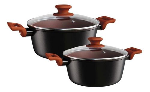 Jogo Panela Caçarola 24cm + 20cm Antiaderente Fogão Indução Terracota