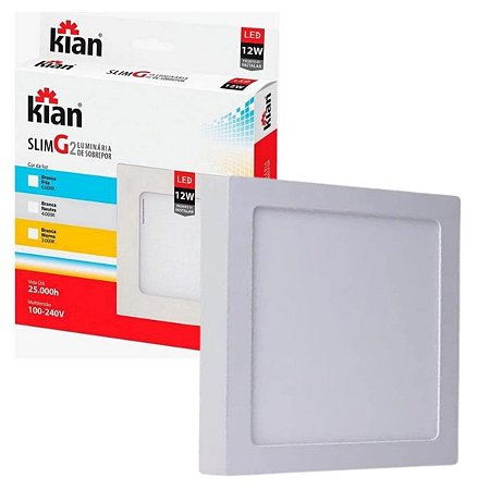 Luminaria Led Kian Sobrepor Quadrada 12W 6000k 10377