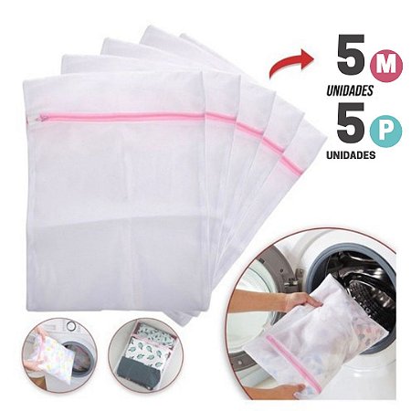 Kit 10 Sacos de Lavar Roupas Delicadas Saquinho Protetor Com Ziper P e M -  Magazine Gerais