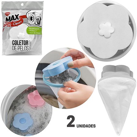 Kit 2 Coletor de Pelos Filtro Flutuante Fiapos Maquina de Lavar Roupas Lava e Seca