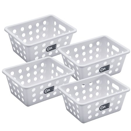 Kit 4 Cestos Organizador Pequeno Coza Brinox Multiuso 18x14 Armario Gaveta Lavanderia