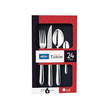 Faqueiro Jogo de Talher Brinox Inox Kit 24 Peças Turim