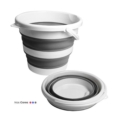 Balde Retrátil Plástico Dobrável Flexível 10 Litros Silicone Pratico e Compacto