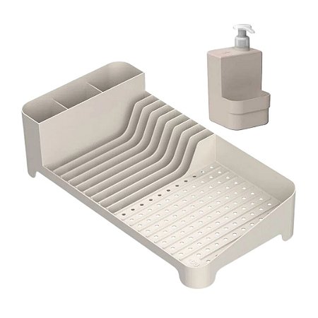 Kit Organizador de Pia Bancada Cozinha 2pcs Conjunto Escorredor Louças Dosador Porta Detergente