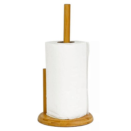 Porta Papel Toalha Suporte Rolo Guardanapo Em Bambu Vertical De Mesa Cozinha