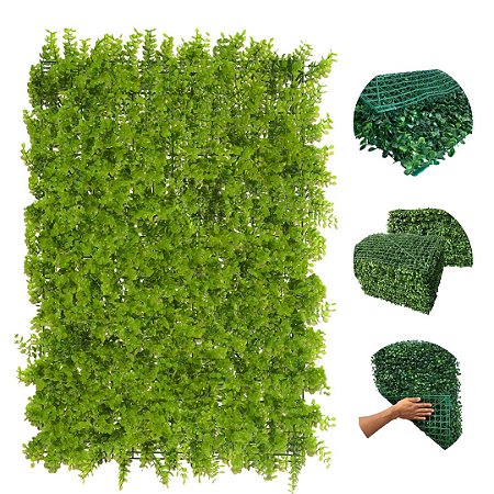 Placa Painel Jardim Vertical Artificial Eucalipto Sintético Cheia Folhagem 40x60 Muro Inglês