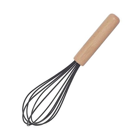 Fuê Batedor de Ovos Bolo Clara Massas Fouet Silicone Cabo Madeira