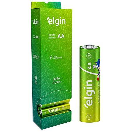 Pilha Alcalina AA Palito Elgin Blister Cartela Com 24 Unidades Durável