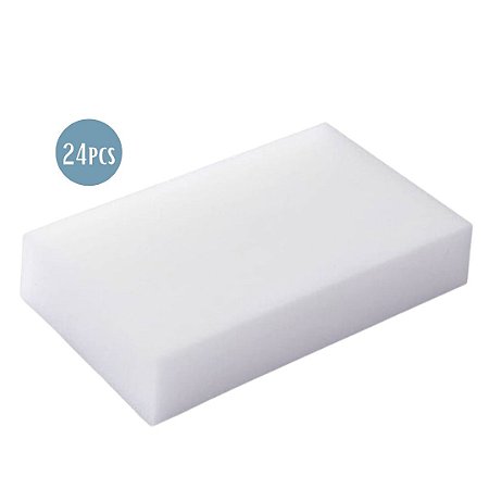 Kit 24 Esponjas Magica Bucha Melamina Tira Manchas Limpeza Limpa Tudo