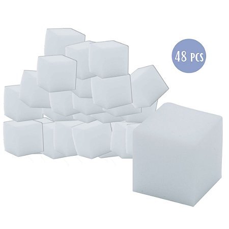 Kit 72 Esponjas Magica Bucha 3cm Tira Manchas Limpeza Limpa Tudo Cubos