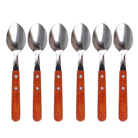 Jogo 6 Colheres de Sopa Mesa Aço Inox Utensílio Cozinha
