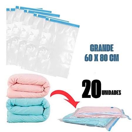 Kit 20 Un Saco À Vácuo Viagem Mala 60x80cm Grande Organizador Guardar Edredom Roupa