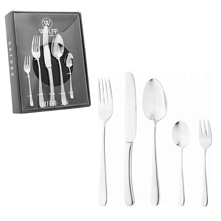 Faqueiro Jogo de Talheres Kit 30 Peças Aço Inox Talher Mesa Wolff Luxo