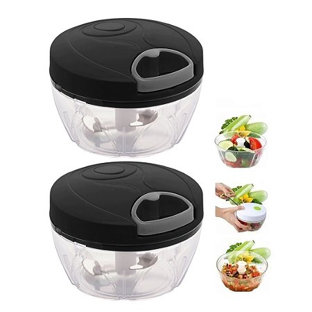 Kit 2 Peças Triturador de Alho Manual Processador Picador Fatiador Legumes Moedor