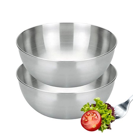 Conjunto De Tigelas Bowls Pote Vasilha 13cm Aço Inox Jogo 2 Peças