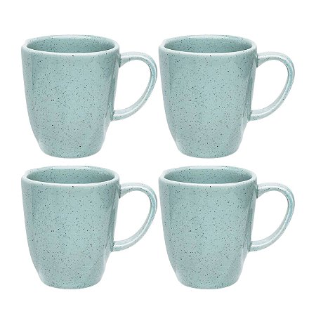 Jogo Kit 4 Canecas Xicara Tulipa de Porcelana Chá Café 380ml Ryo Blue Bay Oxford