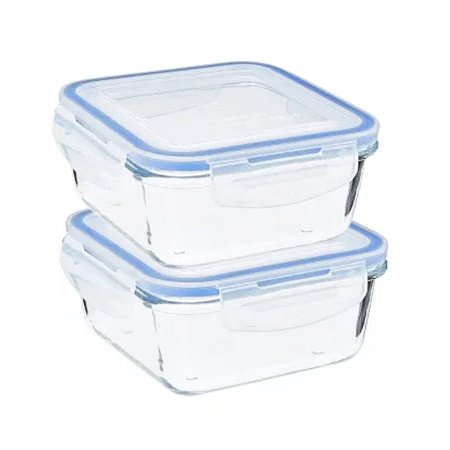 Kit 2 Potes Hermético de Vidro Borossilicato Marmita 740ml Vasilha Alimentos